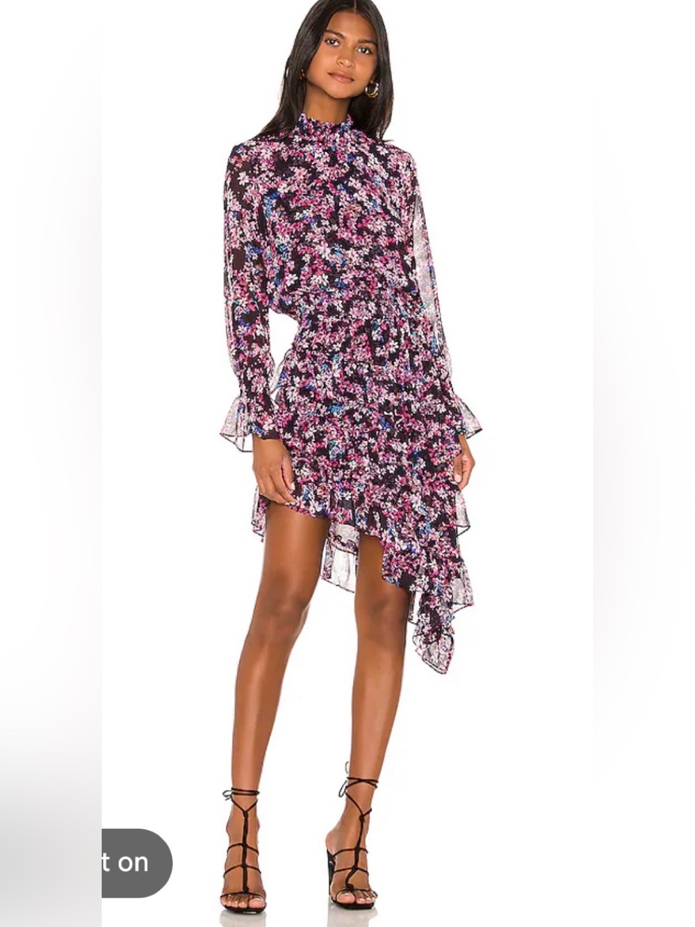 MISA Los Angeles Savannah Assymetical Mini Dress in Ditsy Multi Size Small